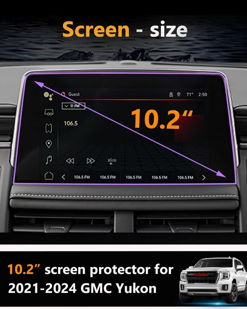 VIAROOM Screen Protector For GMC Yukon 2021-2024,Tempered Glass Protective Film For Yukon 2024 2023 Accessories- 10.2 inch - Image 2